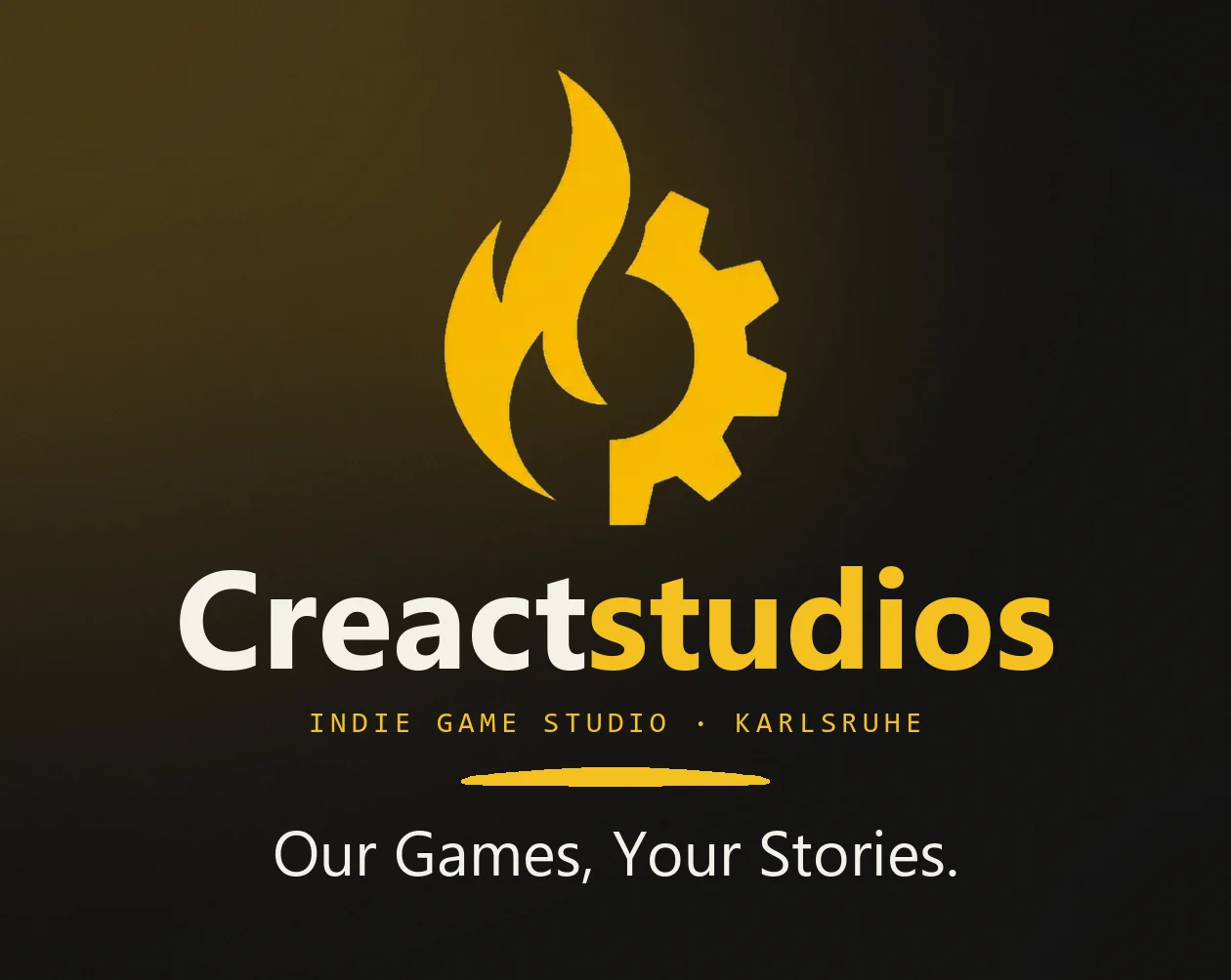 Creactstudios — flame and gear logo